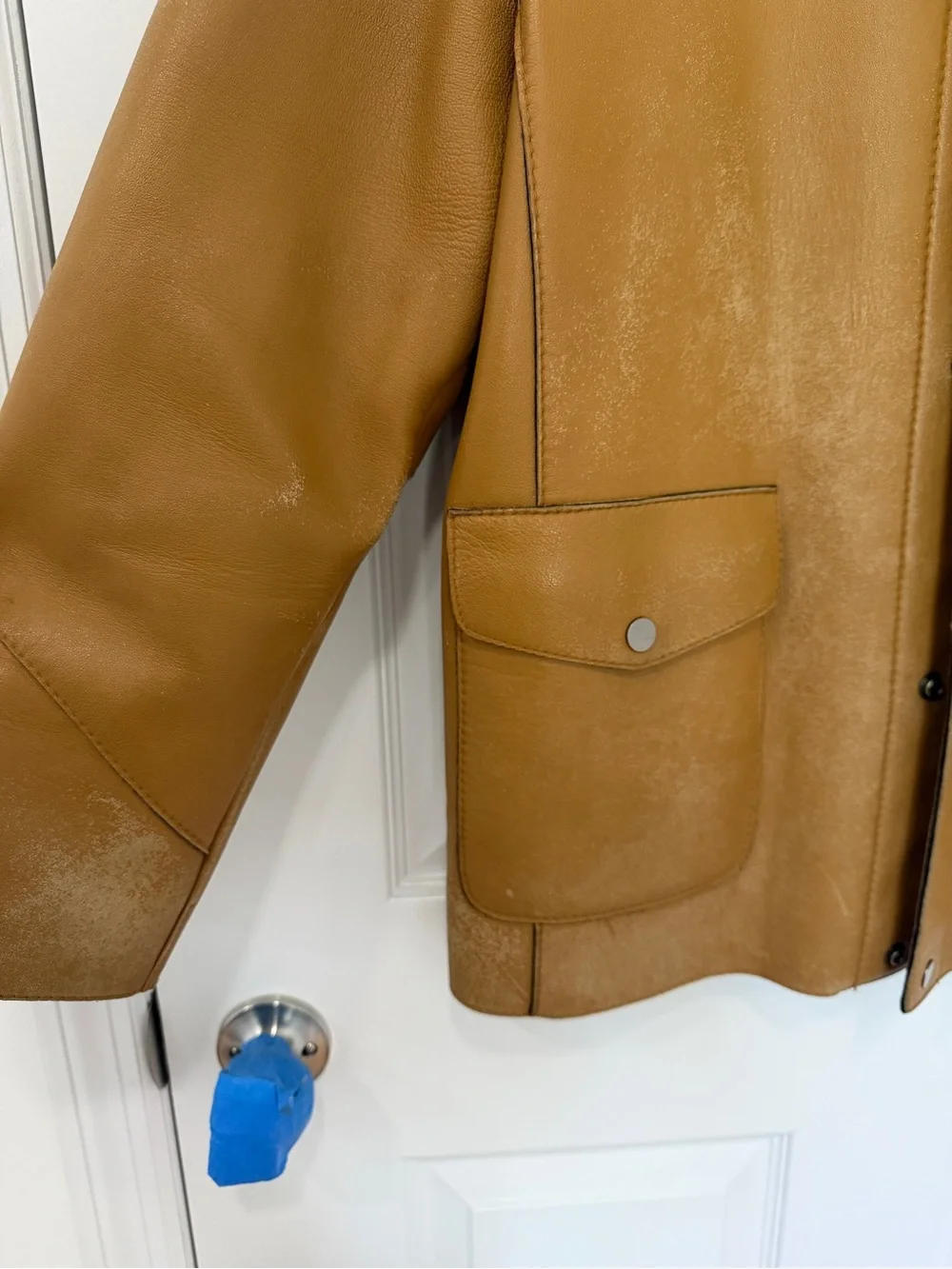 Vintage Men’s “Enjoy Leather” Camel Barn Jacket/Car Coat